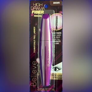 Believe Beauty High Drama Fiber Mascara in Brown, Create a False Lash Effect NIB